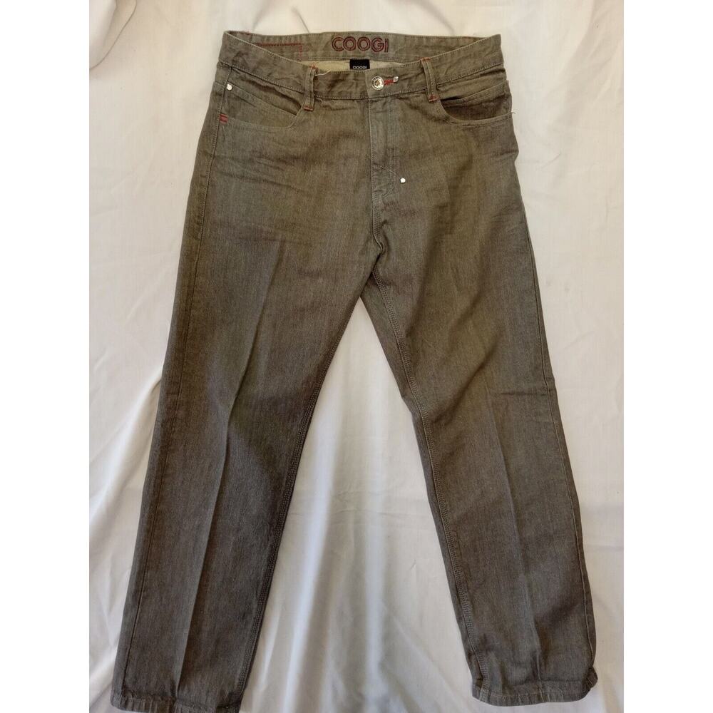 Coogi Men's Gray Jeans Embroidered Pockets Jewels Denim Straight Size 36 x 32